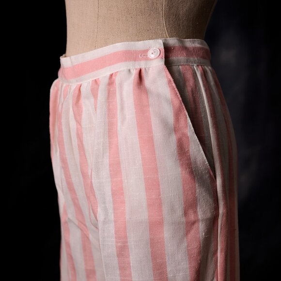 Vintage early 80's Pink PInstripe Cropped Pants Size - Picture 6 of 8